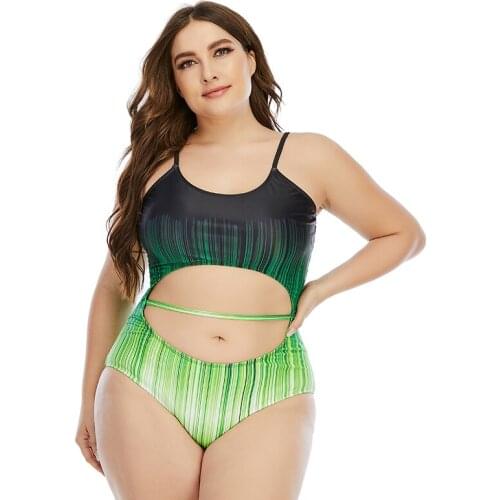 One Piece Swimwear Women Plus Size Swim Suit Cut Out Swimming Suit Female Monokini Curve Slimming Flattering Fatkini Beachwear