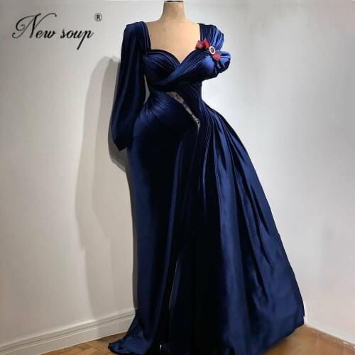 Royal Blue Satin Formal Celebrity Gowns Dubai Red Carpet Gowns Prom Dresses 2021 Robe De Soiree One Long Sleeve Evening Dresses