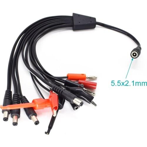 1 set DC 5.5x2.1mm Female to 2.1mm Male/Banana Male/Female/Clip/Test Hook Cable