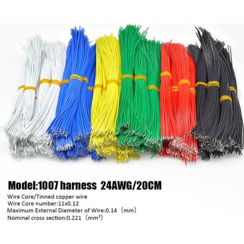 100pcs/pack 20cm Double Tinned Wire UL1007 24AWG Solder Wire 6 Colors Jumper Wire Cable Tin Conductor Wires PCB Solder Cable