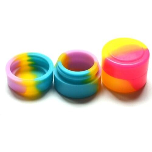 2pcs 2ml Silicone Wax Box Dry Herb Jars Dab Round Shape Silicone Container Dry Herb Oil Wax Vaporizer Silicone Jar
