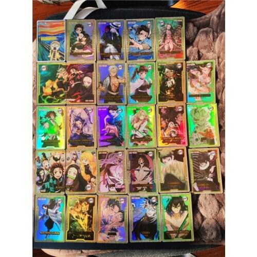 28pcs/set Demon Slayer Benefits Bronzing Kamado Tanjirou Kamado Nezuko Hobby Collectibles Game Anime Collection Cards