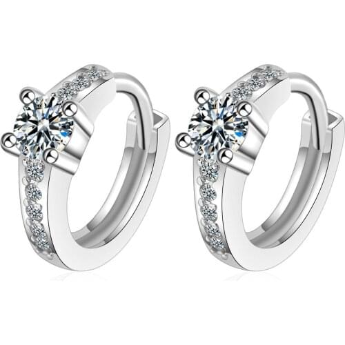 925 Sterling Silver Piercing Zircon Stud Earrings For Women Girls Wedding Party Femme Jewelry Pendientes eh833