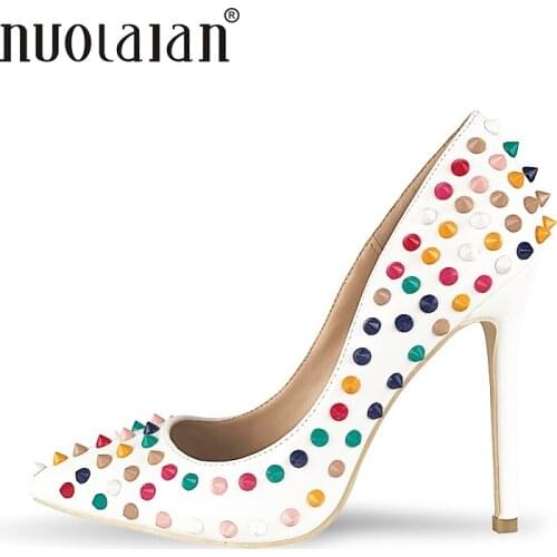 Brand Shoes Woman High Heels Women Shoes Pumps Stilettos Shoes For Women Rivets High Heels 12CM Party Wedding Shoes