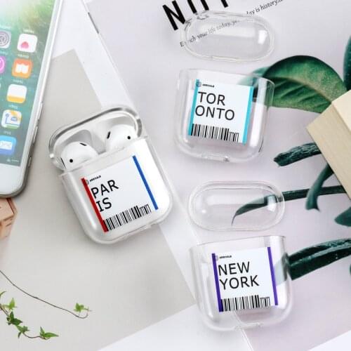 Case For AirPods 1 2 Cases Soft Silicone Air Ticket Label Transparent Cover On Apple Air Pods Wireless Bluetooth Earphones Cover