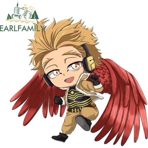 EARLFAMILY 13cm x 12.5cm for My Hero Academia Hawks Funny Car Stickers Anime Surfboard Bumper Decal Car Assessoires Laptop Decor