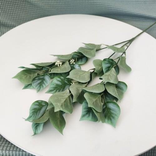 2Pcs 85cm Long Artificial Plants 3 Fork Bodhi Leaf for Home Living Room Decoration Fake Plants Wedding Road Leads Green Leaves