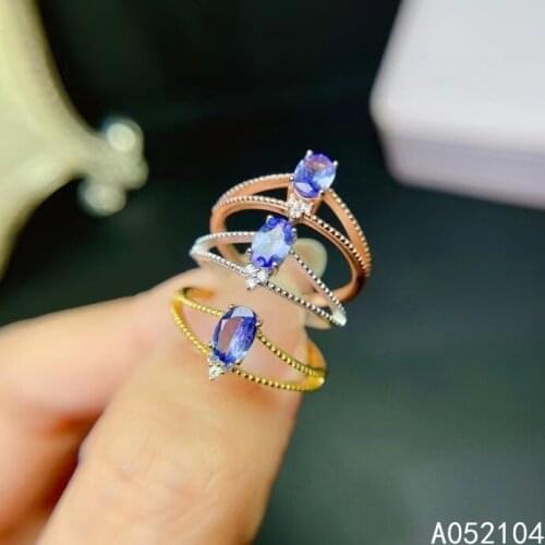 KJJEAXCMY fine jewelry 925 sterling silver inlaid natural Tanzanite Women popular classic new adjustable gem ring support detect