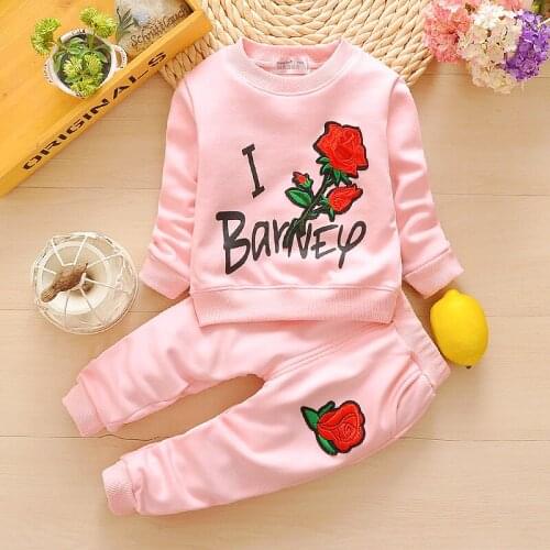 BibiCola 2020 Baby Girls Clothing Sets Spring Toddler Casual Flowers Tops +Pants 2PCS Kids Sport Suit Set