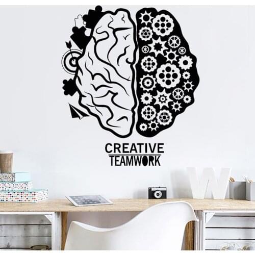 Creative Teamwork Vinyl Wall Decal Brain Teamwork Gear Creative Office Decor Wall Sticker Removable Modern Room Decoration Z334