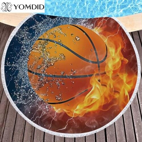 Large Bath Towels Round Beach Towels Microfiber Basketball Baseball Pattern Printed Beach Towel for Bathroom Toalla de playa