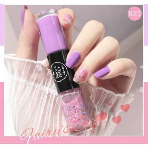 Regular Nail Polish Free Baking Lasting Quick Dry Nail Varnishes Sequins Lacquer for Manicure Nail Art Polish Two Color Set