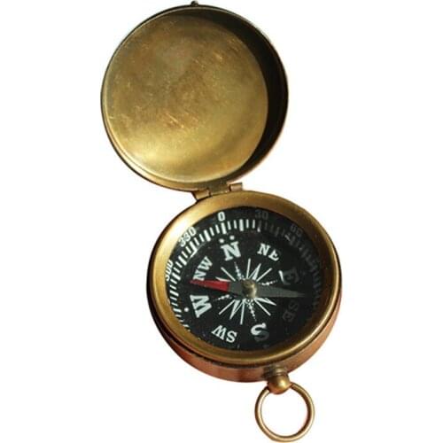 Handmade Brass Pure Copper Vintage Anchor Portable Small Compass Study Decoration Lucky Crafts Decoration home decor