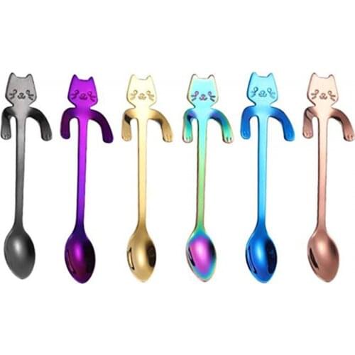 Mini cat coffee spoon Dessert spoon, Ice cream scoop 7 colors option