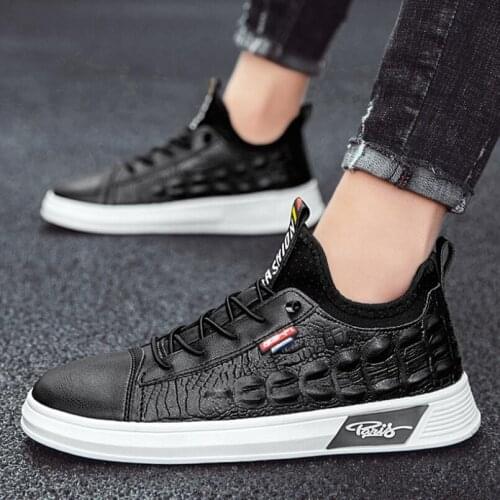Summer 2021 new casual mens shoes black alligator pattern mens board shoes daily sports shoes Zapatillas Hombre A17