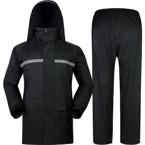 Man Waterproof Rainsuit Motorcycle Raincoats Rain Jacket Pants 2 Pcs With Reflective Strip Rainwear