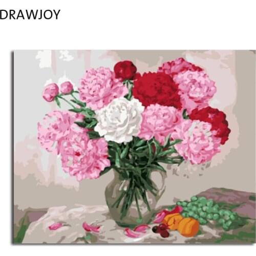 DRAWJOY Framed Picture DIY Painting By Numbers Wedding Decor Wall Art DIY Canvas Oil Painting Home Decor For Living Room