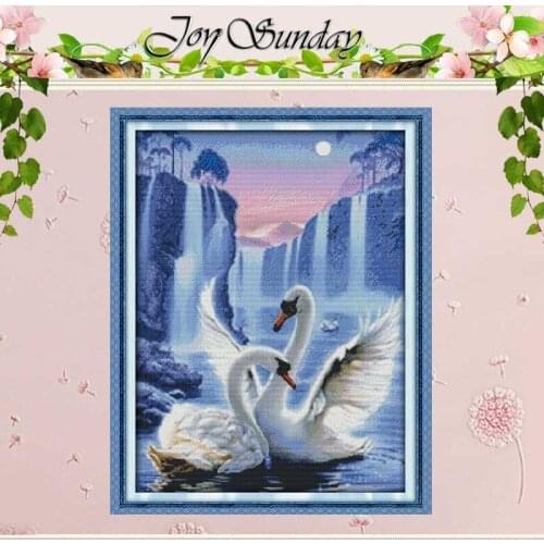 Love of Swan Patterns Counted Cross Stitch 11CT 14CT Cross Stitch Sets Wholesale animals Cross-stitch Kits Embroidery Needlework