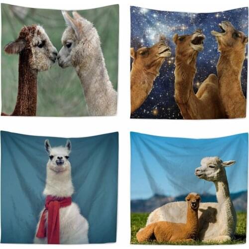 Polyester Alpaca Printing Tapestry Wall Hanging Blanket Camping Mattress Tablecloth Sleeping Pad Beach towel Sunscreen shawl