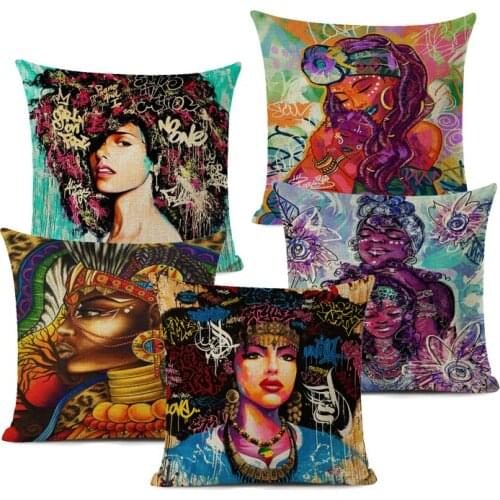 African Style Cushion Cover Tribal Ethnic Geometric Pattern Decorative Pillowcase Linen Pillow Cover for Sofa Home Decor
