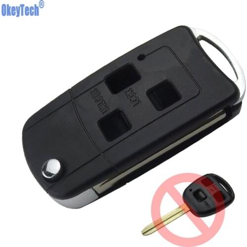 OkeyTech Folding Flip Updated Remote Car Key Case For Toyota Camry Corolla Verso Avensi Prius Auris Cover Case Uncut Blade