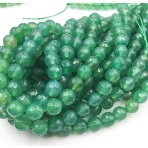 6 8 10 12mm Faceted Round Natural Aventurine Stone Jades Green Loose Beads For Jewelry Making DIY Bracelet Necklace 15inch A02