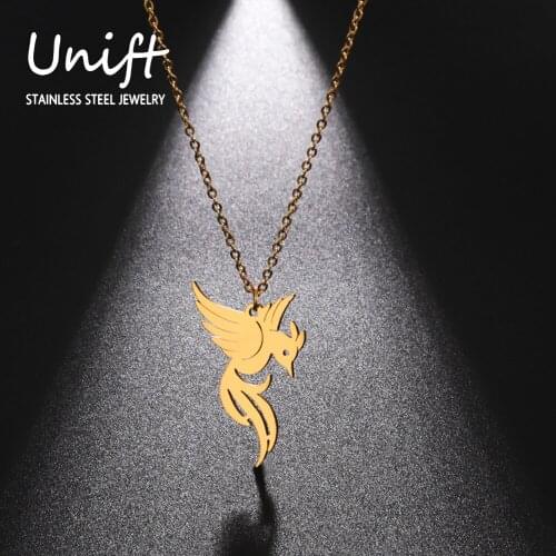 Unift Stainless Steel Rebirth Phoenix Necklace for Women Flamingo Eagle Bird Pendant Choker Fashion Party Jewelry Birthday Gifts