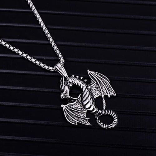 Animal Dragon Shape Pendant Necklace Mens Necklace New Fashion Metal Pendant Accessories Party Jewelry