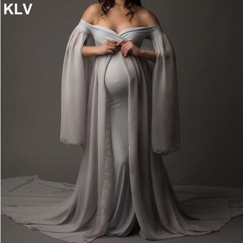 Maternity Dresses Photography Props Shoulderless Pregnancy Long Dress For Pregnant Women Maxi Gown Baby Showers