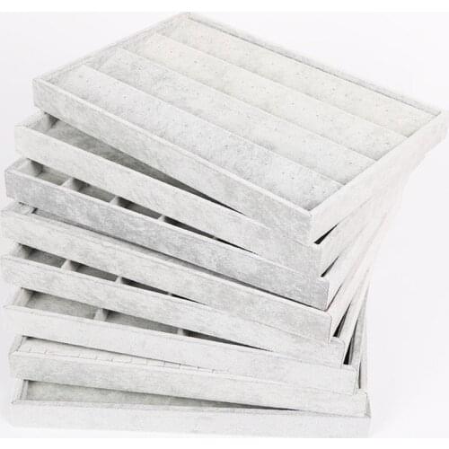 New Grey Velvet Jewelry Display Tray Ring Earring Necklace Holder Pendant Bracelet Stand Jewellery Organizer Gift Box for Women