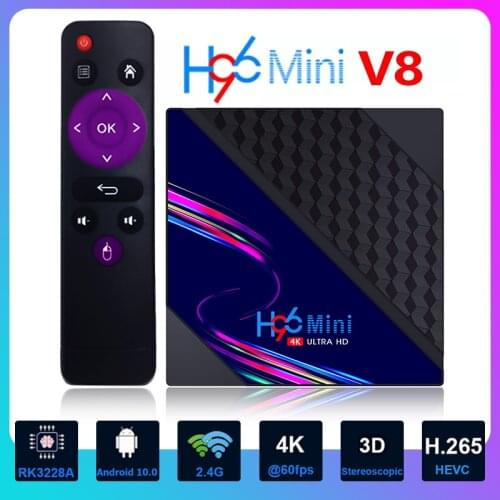 H96 MINI V8 Smart TV Box Android 10 4K Hd Youtube Google Play 3D Wifi Bluetooth Receiver Media Player 2.4G Wifi Android TV Box
