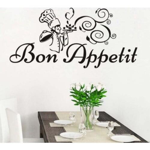 Bon Appetit Wall Decals Quotes Kichen Wall Stickers Living Room Dinning Hall Restaurant Poster Wall Art B175