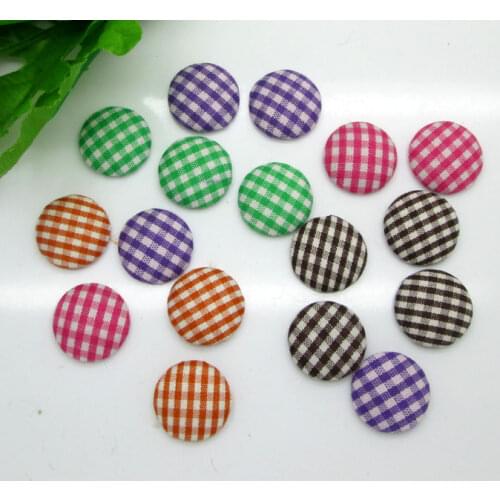 50Pcs 17mm Mixed Grid Fabric Covered Buttons Cabochon Scrapbooking Sewing Diy Accessories Cloth Fabric Flatback Button