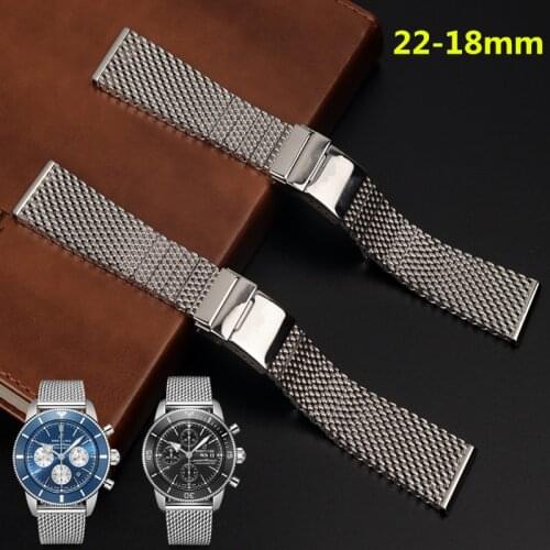 Top brand watch band 316L stainless steel watchband for Breitling strap Wristband with folding buckle 22mm 24mm silver tools