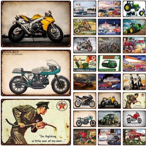 Retro Plaque Tin Sign Motor Oil Metal Sign Garage Decoration Metal Iron Art Crafts Motorcycle Vintage Poster Wall Decoration