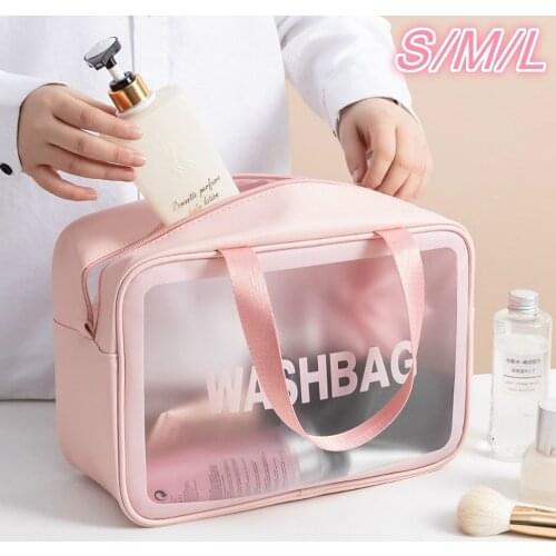 S/M/L 3 Sizes Ladies Large Capacity Pu Frosted Waterproof Cosmetic Bag Convenient Travel Makeup Storage Bag