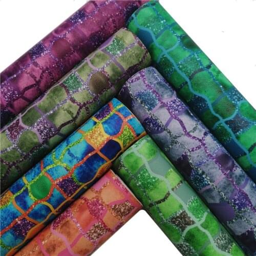 Mosaic printed Synthetic Leather Smooth Faux Fabric Sheets Felt Backing Vinyl For Earrings bag Bows DIY 21X29CM GM2321A