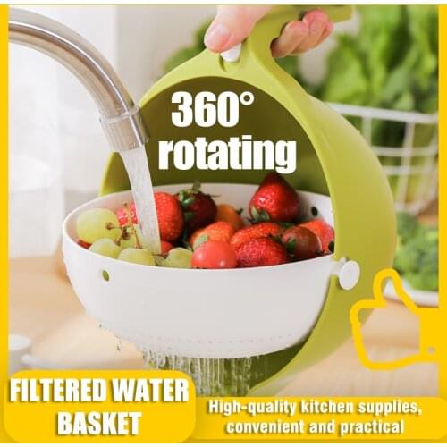 Kitchen Supplies Filp Drain Basket Amazing Kitchen Tools Red Green Basket Fruit and Vegetable Dual-use Creative Basket