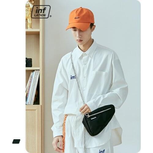 INFLATION Men Chain Shoulder Bag Men Black Outdoor Crossbody Bag Men Fashion Retro Saddle Bag Unisex