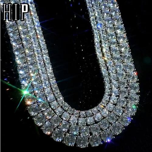 Hip Hop 1 Row 4 Prong Tennis Chain AAA CZ Stone 3/4/5/6MM Bling Iced Out Gold Silver Color Cubic Zircon Necklace For Men Jewelry