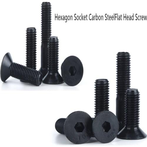 10/25/50/100pcs M2 M2.5 M3 M4 Carbon steel Bolt DIY Hexagon Hex Socket Flat Head Screw Black Furniture screws