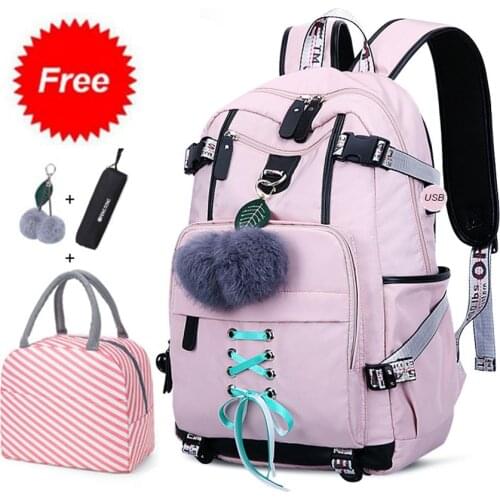 Waterproof USB School Bags for Girls Teenagers Backpack Women Bookbags 2020 Large Capacity Middle High College Teen Schoolbag