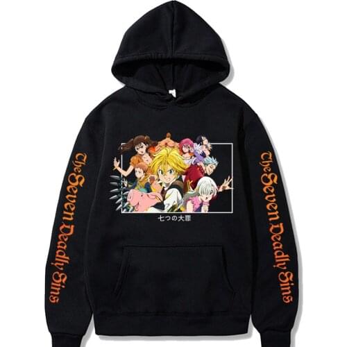 Japanese Anime Graphic Hoodies the Seven Deadly Sins Harajuku Sweatshirt Unisex Male
