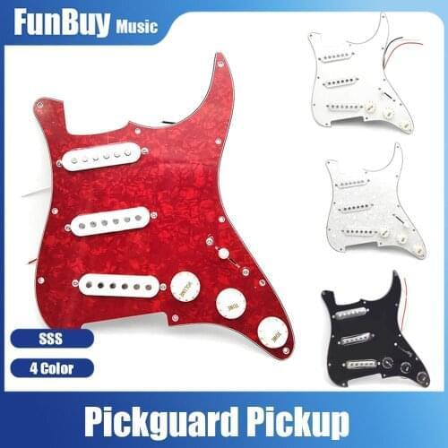 Loaded Prewired Guitar Pickguard Guard Plate Ivory 3Ply with SSS Ceramic Magnet Pickup Set for ST Electric Guitar Parts Black