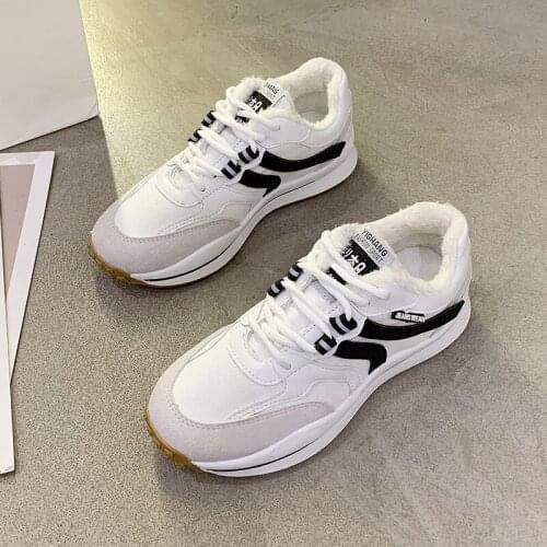 2020 Brand Winter Womens Sneakers Luxury Casual Shoes Women Ladies Flat Platform Vulcanized Shoes Female Warm Plush Sneakers