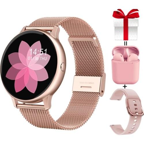 Womens Smart Watch+Strap+Earphone Waterproof IP67 Call Wahtsapp Notification Mens Smartwatch 2021 For Samsung iPhone Huawei