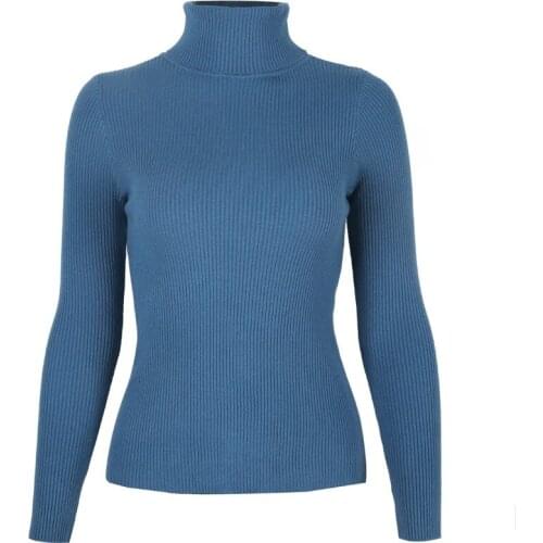 Solid Color Women Knit Pullovers Basic Autumn Spring Long Sleeve Knitwear Tight Bottoming Tops