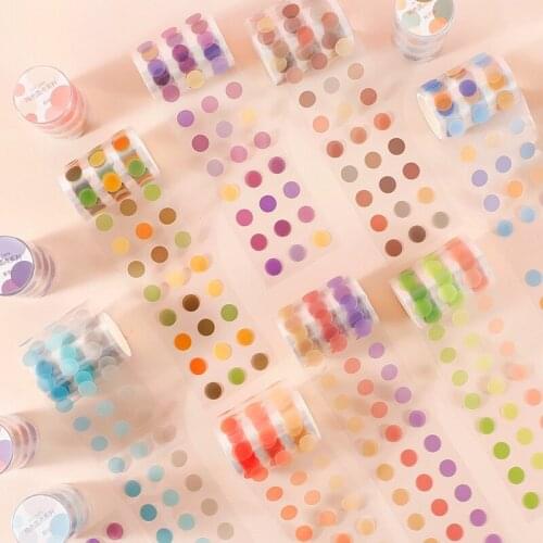 1Roll School Office Adhesive Tape Colorful Dots Decor Masking Tapes List Diary Notebook DIY Scrapbooking Sticker Labels for Kids