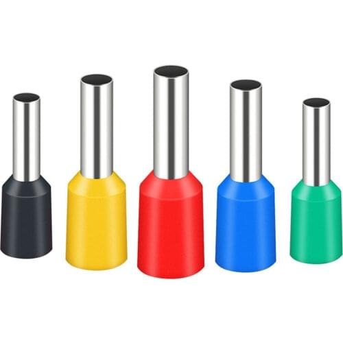 100pcs/Pack E0508 E7508 E1008 E1508 E2508 Insulated Ferrules Terminal Block Cord End Wire Connector Electrical Crimp Terminator