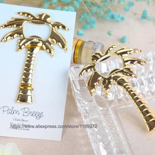 100pcs Gold Golden Palm Breeze Chrome Palm Tree Bottle Can Opener Openers wedding Party Baby shower favor gift Favors